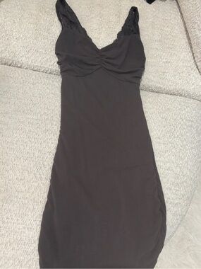 Express Black Lace-Trim Bodycon Dress